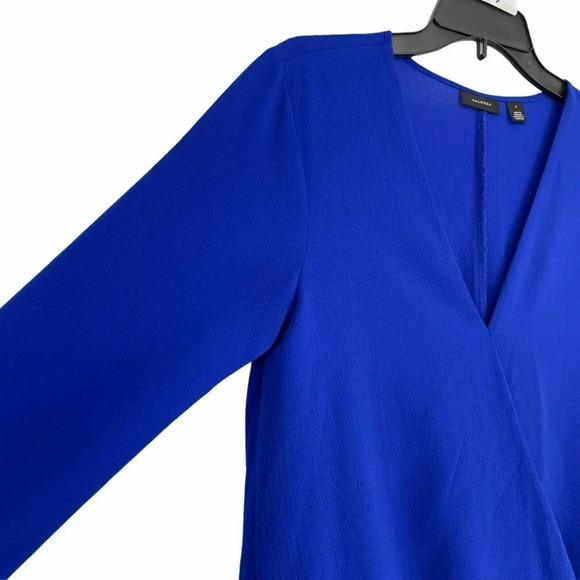 Halogen Blouse Women's Sz S Blue Surplice V-Neck Long Sleeve High Low Hem Tail - Picture 5 of 6